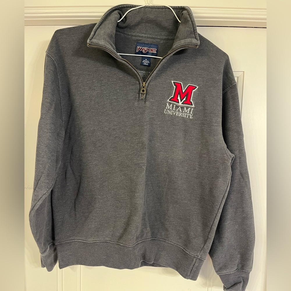 Jansport Women’s Quarter Zip-Up Sweat Shirt with Miami University Logo